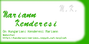 mariann kenderesi business card